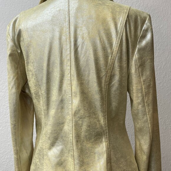 Lena Gabrielle Metallic Yellow Studded Jacket Size 10 FABULOUS! - Picture 5 of 10